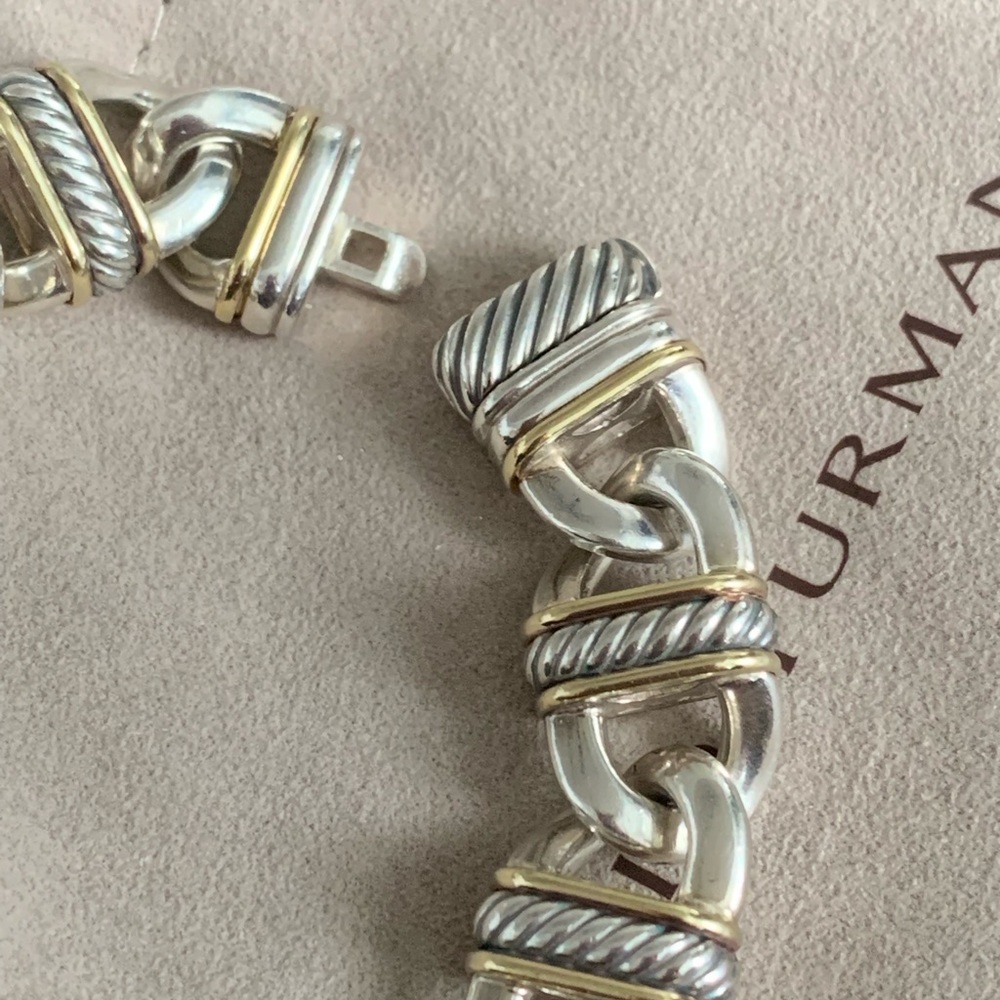 David Yurman Two-Tone Sterling & 18k Gold Madison Link Bracelet - Picture 6 of 11